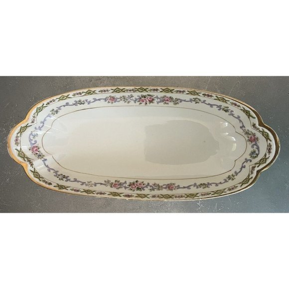 Noritake Hand Painted Small serving Celery/Relish Dish - Floral & Gold Trim 11" - Picture 2 of 9